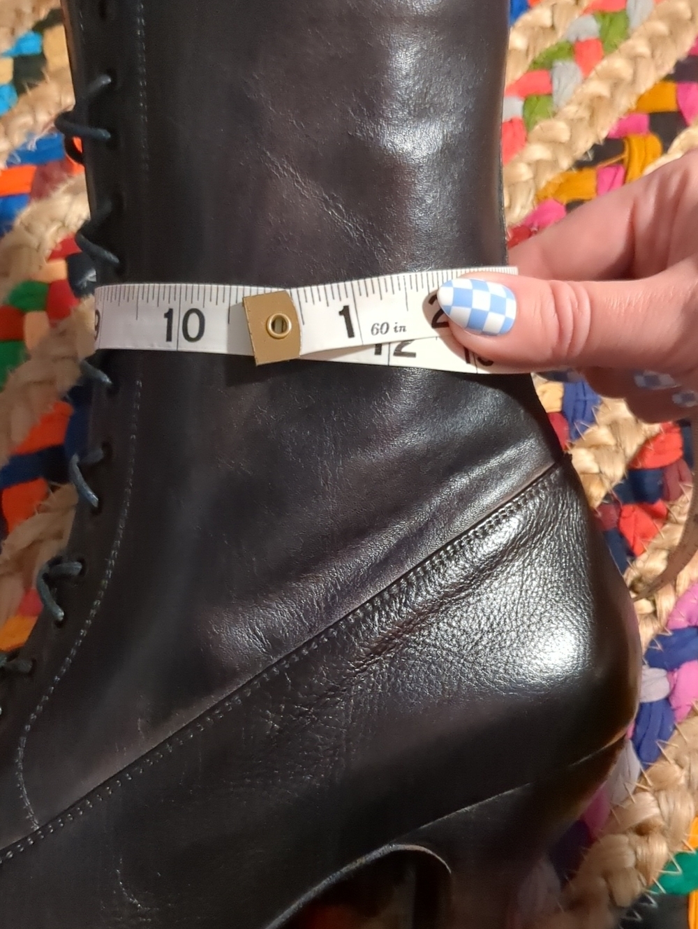 New in box discontinued Oak Tree Farms Mirabelle black leather granny boots - Picture 11 of 14